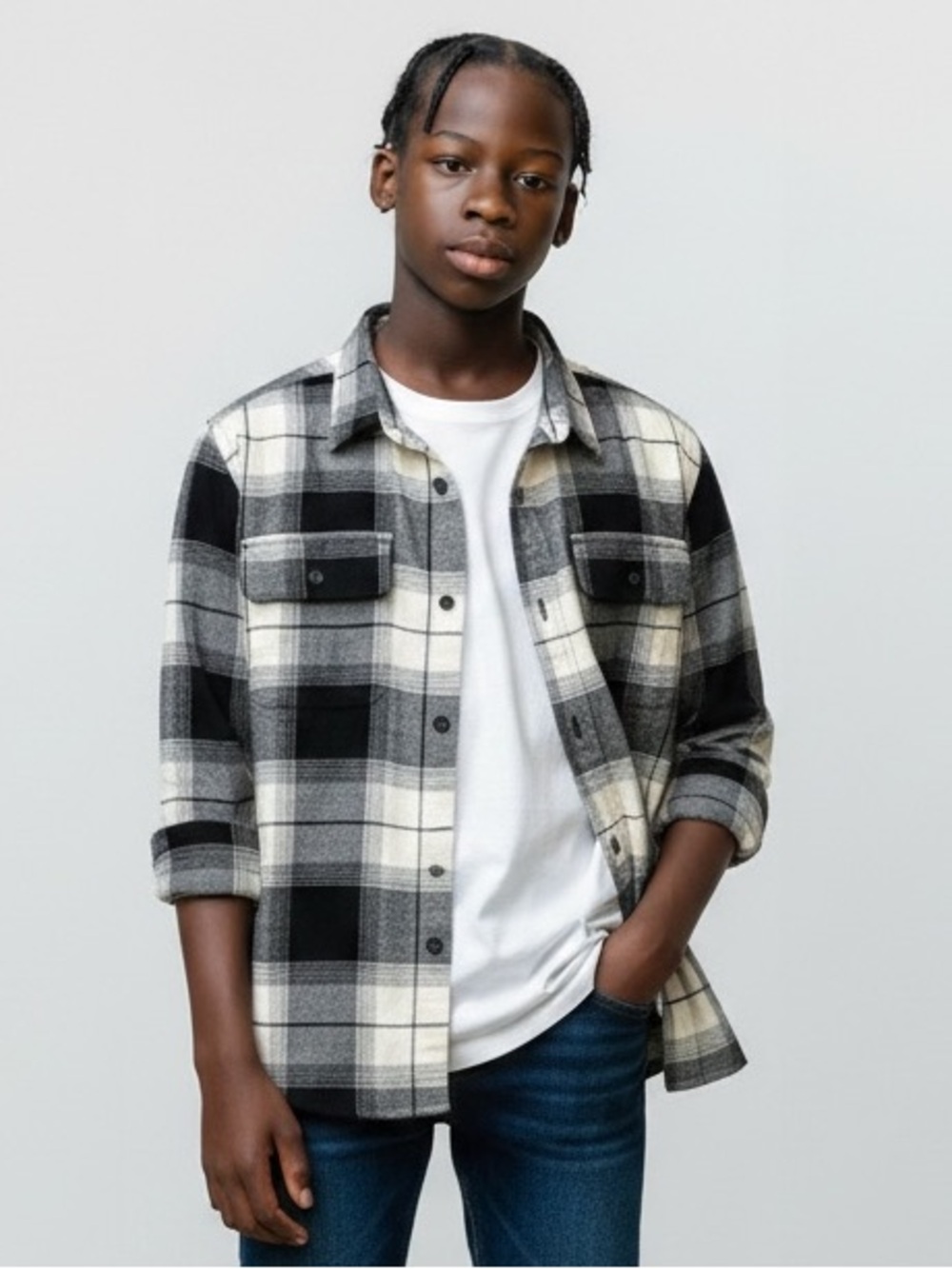 Old Navy, Youth Sized, Long Sleeved Plaid Button Up